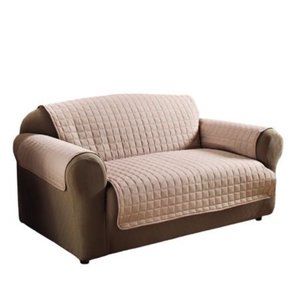 Microfiber Tan Beige Quilted Sofa Cover